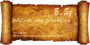 Böröndy Szilárd névjegykártya